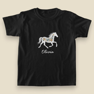 Wildblumen-Pferd mit Ihrem Namen Country Western T-Shirt