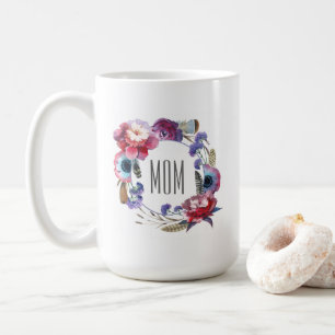 Wildblumen-Pfingstrose-Blumen mit Federn Muttertag Kaffeetasse