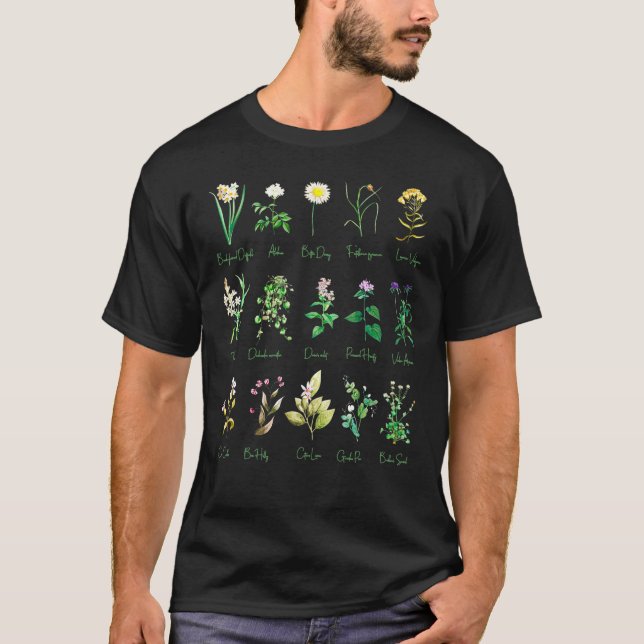 Wildblumen Pflanze botanischer Blumentapiergartenb T-Shirt (Vorderseite)
