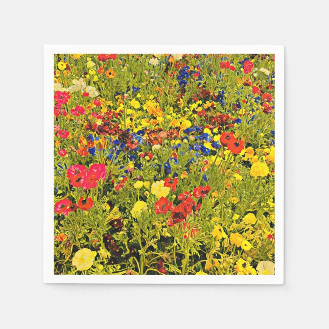 Wildblumen pflücken farbenfrohe Blume Festival Serviette (Vorderseite)