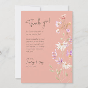 Wildblumen Pink Dankeschön-Karte für Hochzeit Dankeskarte