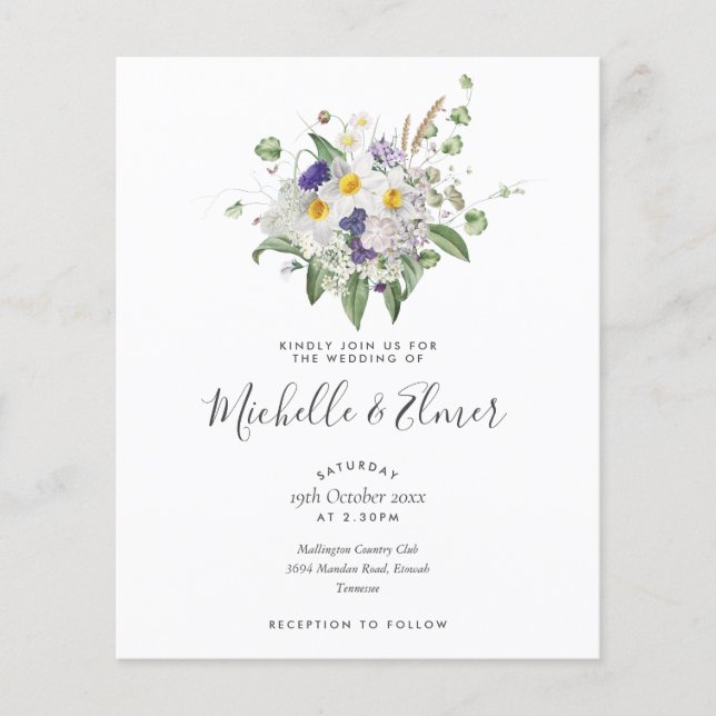 Wildblumen Posy Wedding Einladung (Vorderseite)