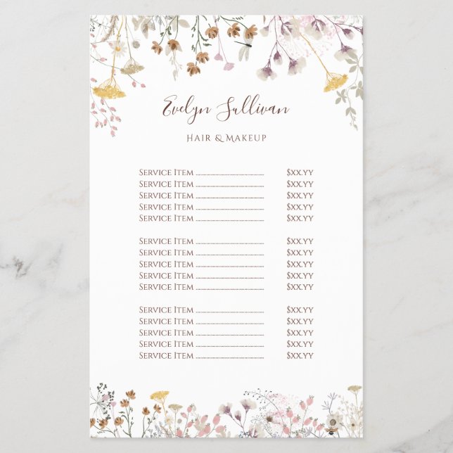 Wildblumen Preisliste Flyer (Vorne)