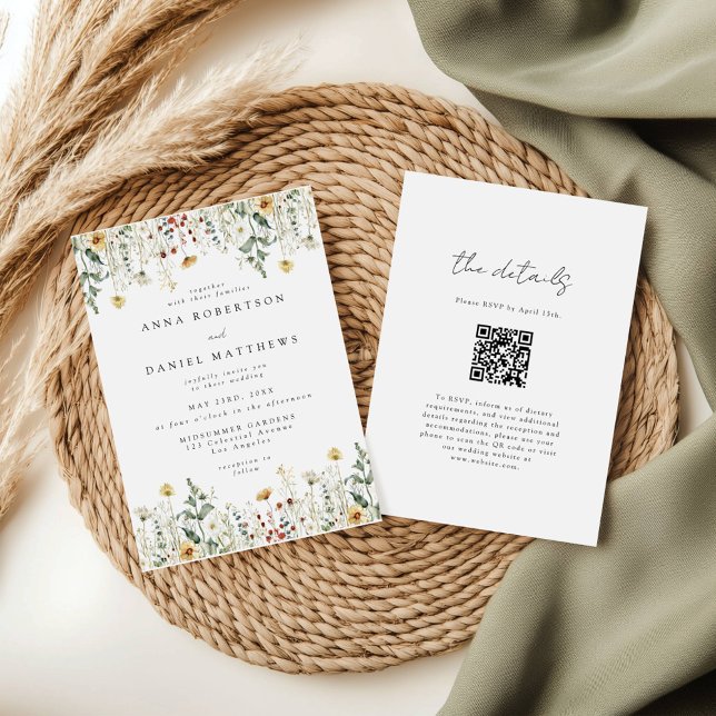 Wildblumen QR-Code Hochzeit Einladung (Von Creator hochgeladen)