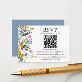 Wildblumen QR UAWG Wedding Dusty Blue Begleitkarte