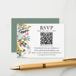 Wildblumen QR UAWG Wedding Sage Green Begleitkarte