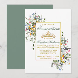 Wildblumen Quinceanera Sage Green Einladung