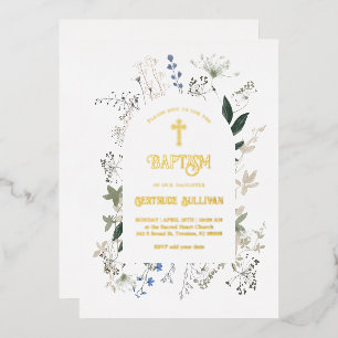 Wildblumen rahmen Taufe Folieneinladung