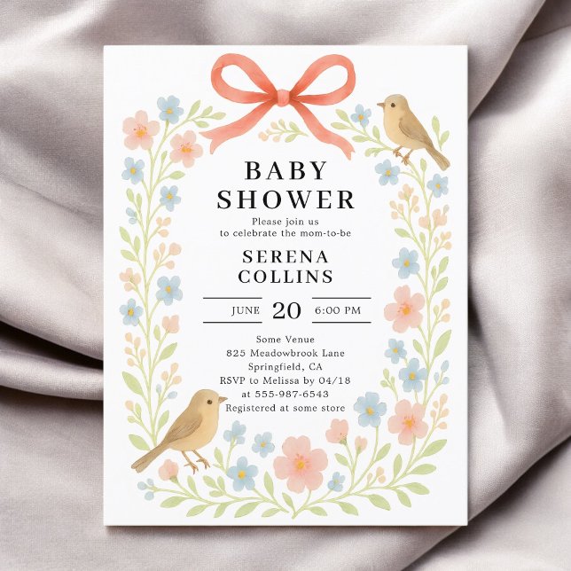 Wildblumen Red Bow Baby Dusche Postkarte (Von Creator hochgeladen)