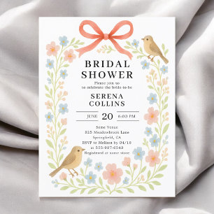 Wildblumen Red Bow Brautparty Postkarte