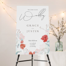 Wildblumen Red Poppy Wedding Willkommensschild