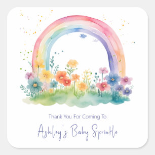 Wildblumen-Regenbogen-Baby-Mädchen-Sprinkle Quadratischer Aufkleber