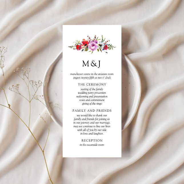Wildblumen & Romantik Hochzeitsprogrammkarte Programm (Von Creator hochgeladen)