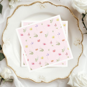 Wildblumen-Rosa Baby in Blüte Baby-Party Serviette