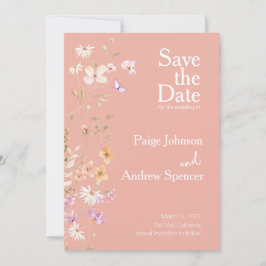 Wildblumen Rosa Hochzeit speichern das Datum Einladung