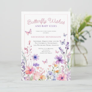 Wildblumen Rosa Lila Schmetterling Baby Shower Einladung