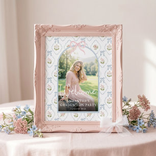 Wildblumen-Rosa-Schleife-Abschlussfeier Willkommen Poster