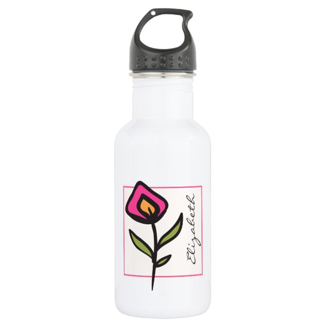 Wildblumen - Rosa und orangefarbene Petalen Person Edelstahlflasche (Vorderseite)