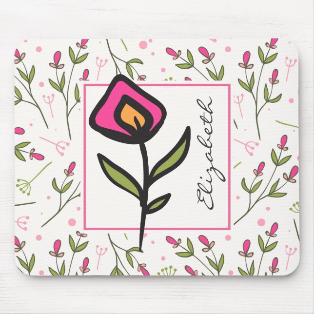 Wildblumen - Rosa und orangefarbene Petalen Person Mousepad (Vorne)