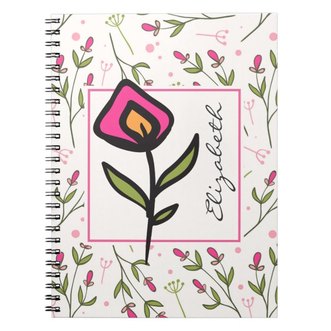 Wildblumen - Rosa und orangefarbene Petalen Person Notizblock (Vorderseite)