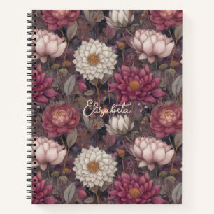 Wildblumen-Rosa- und Weißgarten personalisiert Notizbuch