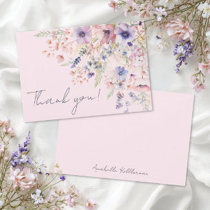 Wildblumen-Rosé-Blüten Dankeskarte