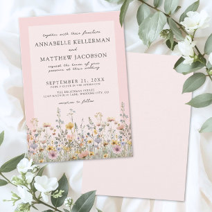 Wildblumen-Roséton Florale Hochzeit Einladung