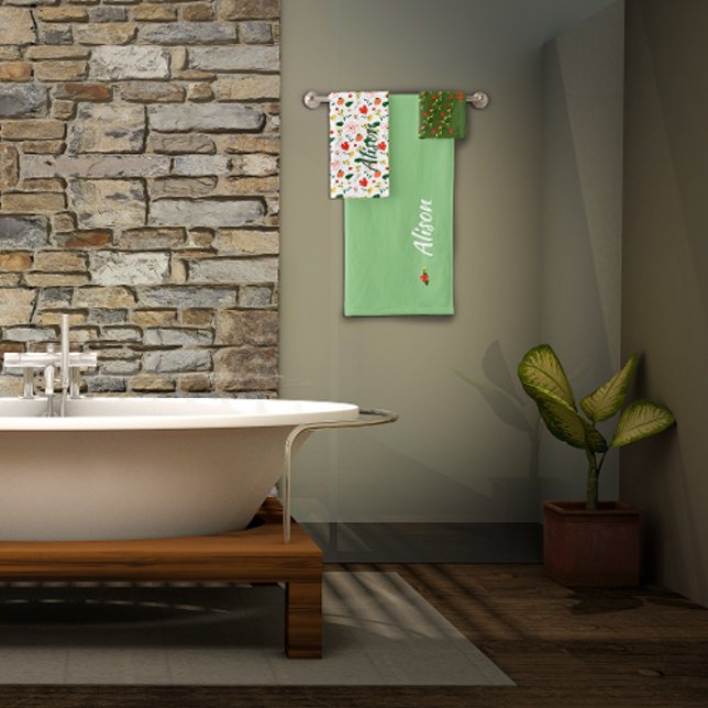 Wildblumen Rot grün Badhandtuch Set (Von Creator hochgeladen)