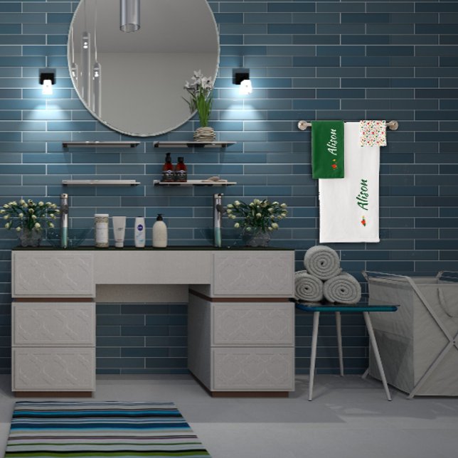 Wildblumen Rot grün Badhandtuch Set (Von Creator hochgeladen)