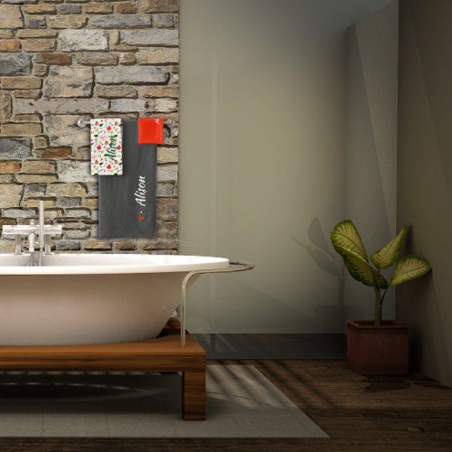 Wildblumen Rot grün Badhandtuch Set (Von Creator hochgeladen)