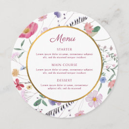 Wildblumen Runde Menükarte