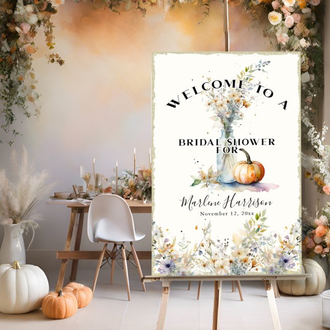 Wildblumen Rustic Fall Pumpkin Floral Bridal Poster (Von Creator hochgeladen)