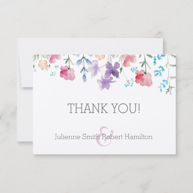 Wildblumen Rustikale Blumenhochzeit Dankeschön Kar Dankeskarte (Vorderseite)