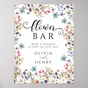 Wildblumen Rustikales Frühjahrsheirat Blume Bar Ze Poster