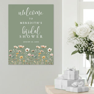 Wildblumen-Sage-Grün-Brautparty Poster