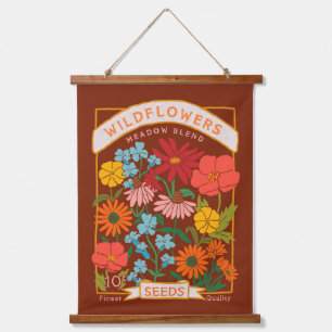 Wildblumen Samenverpackung Wandteppich Mit Holzrahmen