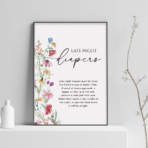 Wildblumen-Schild für Windeln bei nächtlicher Stun Poster