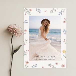 Wildblumen-Schleifen-Abschlussfoto-Abschlussankünd Postkarte