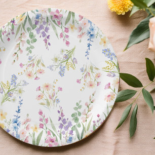Wildblumen-Schmetterling-Blumengarten-Baby Shower Pappteller