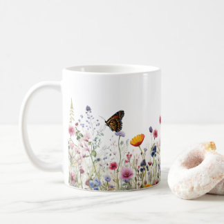 Wildblumen-Schmetterling-Botanischer-Garten-Blumen Kaffeetasse