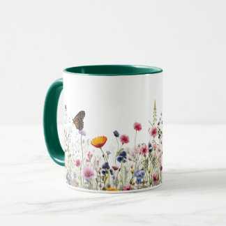 Wildblumen-Schmetterling-Botanischer-Garten-Blumen Tasse