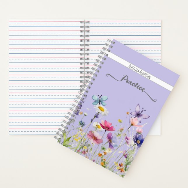 Wildblumen Schmetterling-Skript individuelle Name  Notizbuch (Innen)
