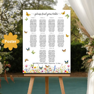 Wildblumen Schmetterlinge 10 Tische Hochzeitssitze Poster