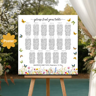 Wildblumen Schmetterlinge 17 Tische Hochzeit Poster