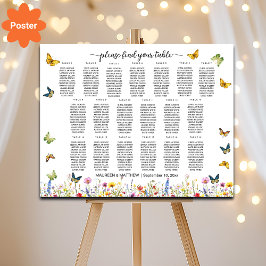 Wildblumen Schmetterlinge 19 Tische Hochzeit Poster