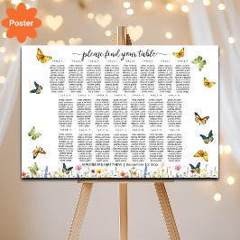 Wildblumen Schmetterlinge 22 Tische Hochzeitssitze Poster