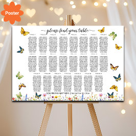 Wildblumen Schmetterlinge 23 Tische Hochzeitssitze Poster