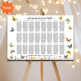 Wildblumen Schmetterlinge 24 Tische Hochzeitssitze Poster