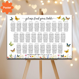 Wildblumen Schmetterlinge 27 Tische Hochzeitssitze Poster