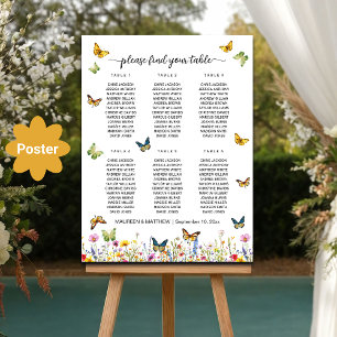 Wildblumen Schmetterlinge 6 Tische Hochzeitssitze Poster